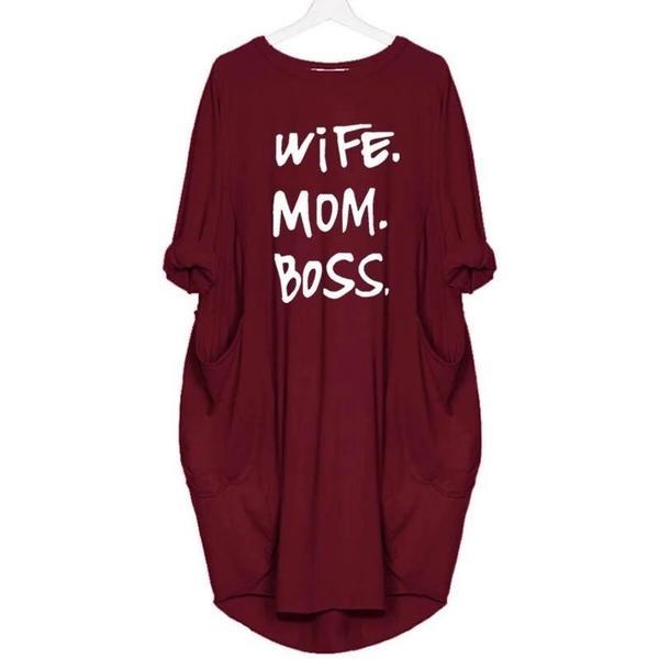 Wife Mom Boss Summer Dress with Pockets