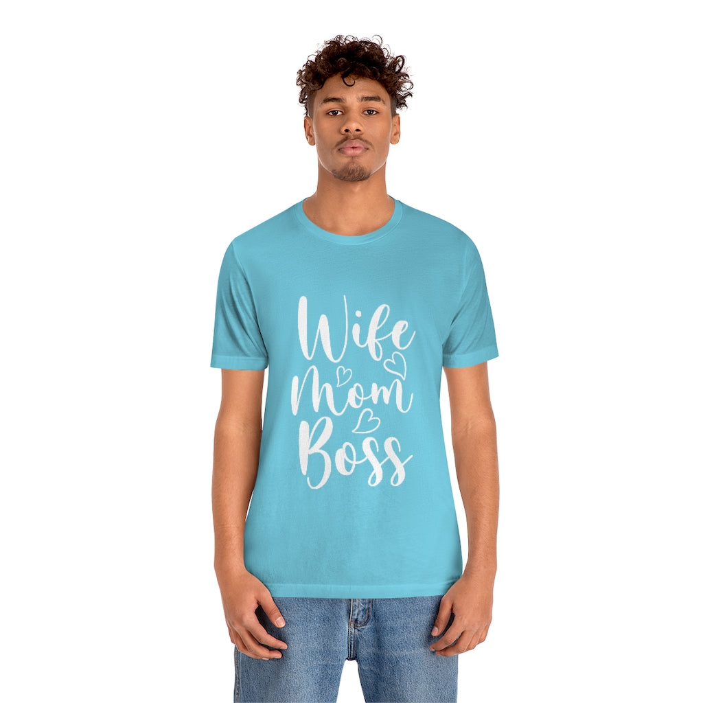 Wife Mom Boss Short Sleeve Heart Tee