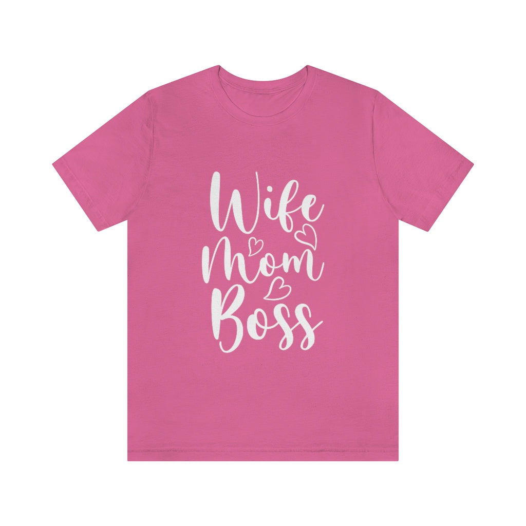 Wife Mom Boss Short Sleeve Heart Tee