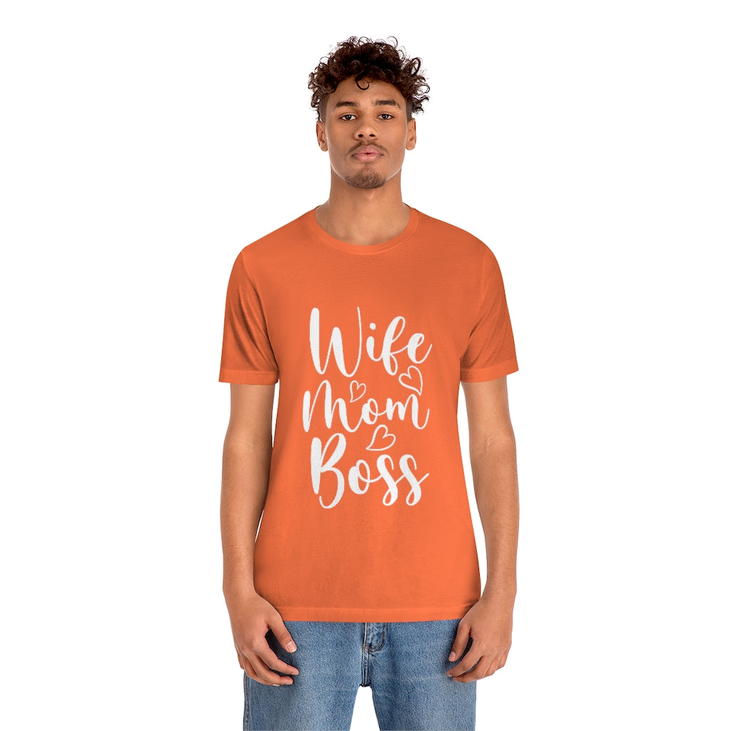 Wife Mom Boss Short Sleeve Heart Tee