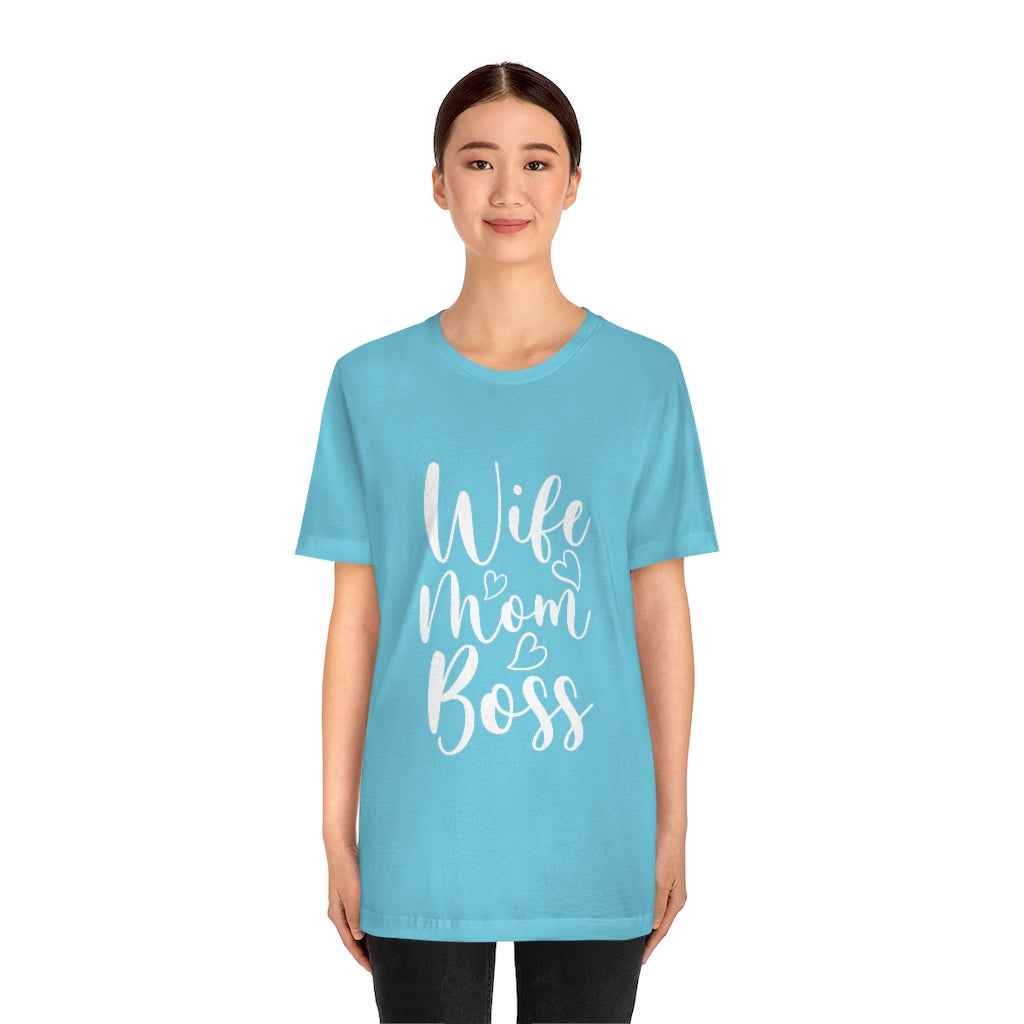 Wife Mom Boss Short Sleeve Heart Tee